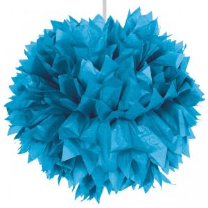 Pompom azur blauw