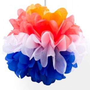 Pompom rood wit blauw oranje