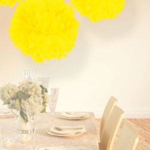 Pompom neon geel