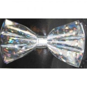 Vlinderstrik hologram zilver