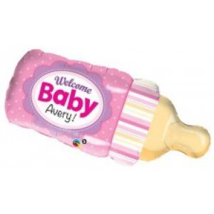 Folieballon Welcome Baby Girl Bottle Pink