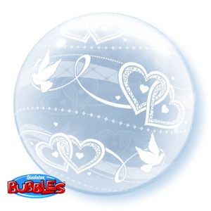 Bubble balloon, joined hearts