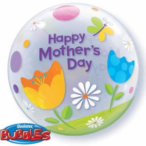 Happy Mothers Day Tulips Bubbles