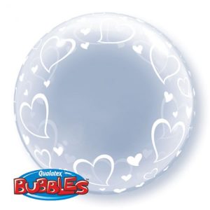 Bubble balloon, stylish hearts