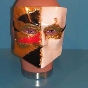 Oogmasker Venitiaans goud wit rood zwart
