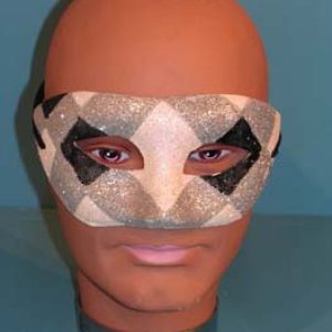 Oogmasker Venitiaans wit zilver zwart ruit