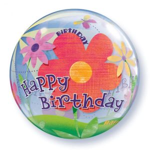 Happy Birthday Flower Bubbles