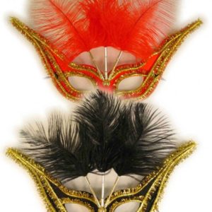Oogmasker rode veertjes