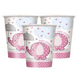 Babyshower bekers roze olifant