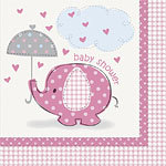 Babyshower servetten roze olifant