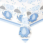 Babyshower tafelkleed blauwe olifant
