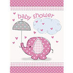 Babyshower uitnodigingen roze olifant