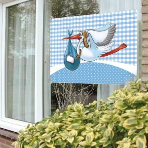 Geboortevlag jongen, ooievaar