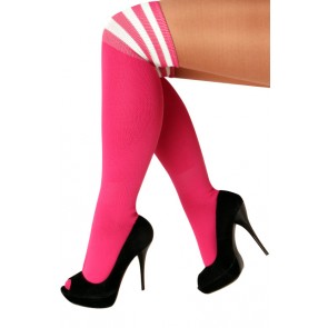 Kniekousen-roze-drie-witte-strepen