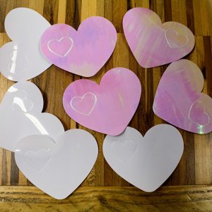 Roze/witte hartjes tafelconfetti XL