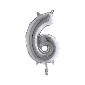 Cijfer 6 Ballon Zilver