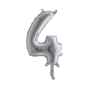 Cijfer 4 Ballon Zilver