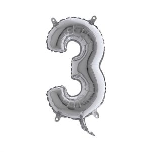 Cijfer 3 Ballon Zilver