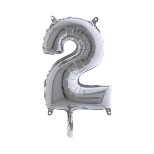 Cijfer 2 Ballon Zilver