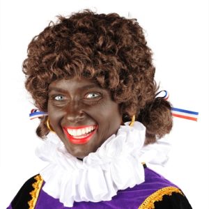 Dames piet pruik staartjes bruin