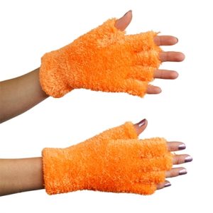 Fluffy handschoenen oranje