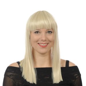 Damespruik Lang Blond Steil met Pony