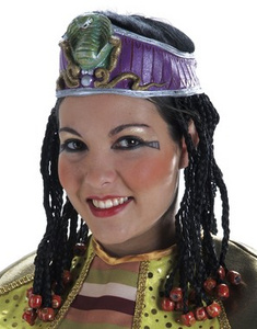 Egyptische Pruik Zwart met Vlechten en Slangenkroon