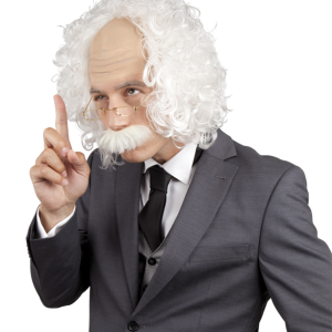 Professor Pruik met Snor en Bril Wit