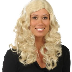 Damespruik Blond Lang met Krullen