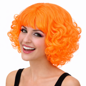 Fluor Oranje Pruik Feestelijke Eyecatcher
