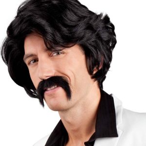 Herenpruik Retro Zwart met Snor