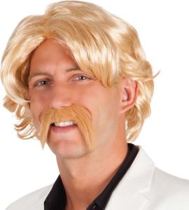 Pruik Chuck Blond met Snor