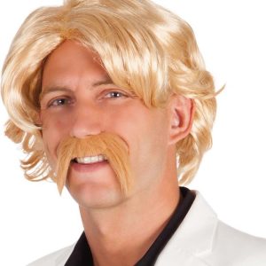 Pruik Chuck Blond met Snor