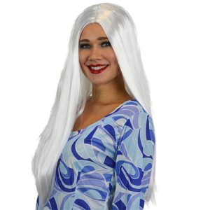 Lange Witte Pruik – Steil en Elegant