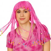 Rasta Pruik Roze met Vlechten en Kralen