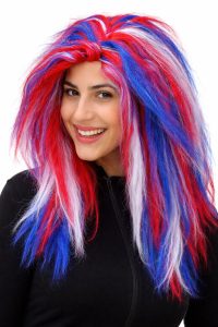 Rood-Wit-Blauwe Rasta Pruik – Lange Dreadlocks