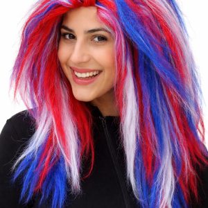 Rood-Wit-Blauwe Rasta Pruik – Lange Dreadlocks