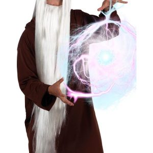 Tovenaar pruik met baard wit | Magiër pruik kopen