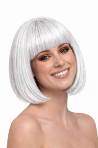 Witte Boblijn Pruik met Zilveren Haren Elegant & Modern