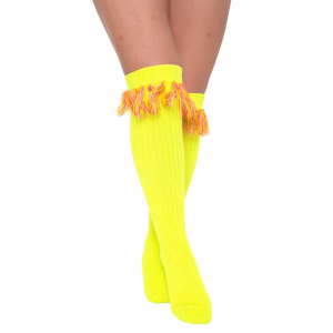 Neon Gele Kniekousen met Franjes