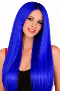 pruik met lang blauw haar