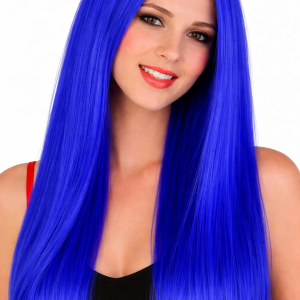 pruik met lang blauw haar